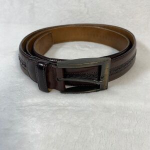 Mezlan Leather Belt Woven Accent‎ Brown Dress Belt Men's Size M